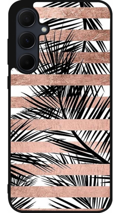 Samsung Galaxy A36 Case Hülle - Silikon schwarz Palm trees gold stripes
