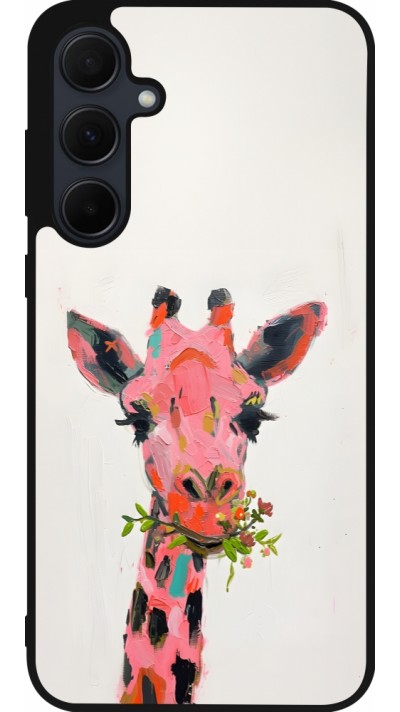 Samsung Galaxy A36 Case Hülle - Silikon schwarz Pink Girafe Paint