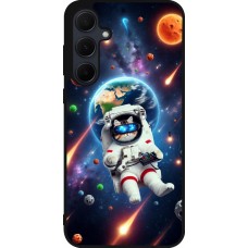 Samsung Galaxy A36 Case Hülle - Silikon schwarz VR SpaceCat Odyssee