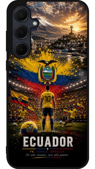 Coque Samsung Galaxy A36 - Silicone rigide noir Football Équateur splash 2026