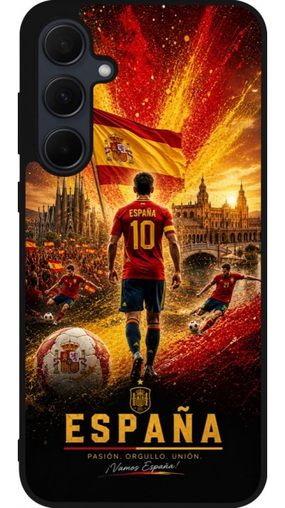 Coque Samsung Galaxy A36 - Silicone rigide noir Football Espagne splash 2026