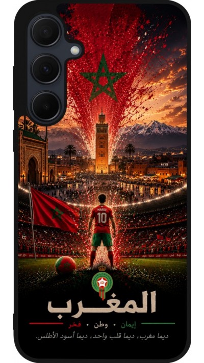 Coque Samsung Galaxy A36 - Silicone rigide noir Football Maroc splash 2026