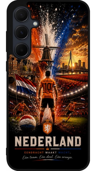 Coque Samsung Galaxy A36 - Silicone rigide noir Football Pays-Bas splash 2026