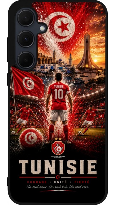 Coque Samsung Galaxy A36 - Silicone rigide noir Football Tunisie splash 2026