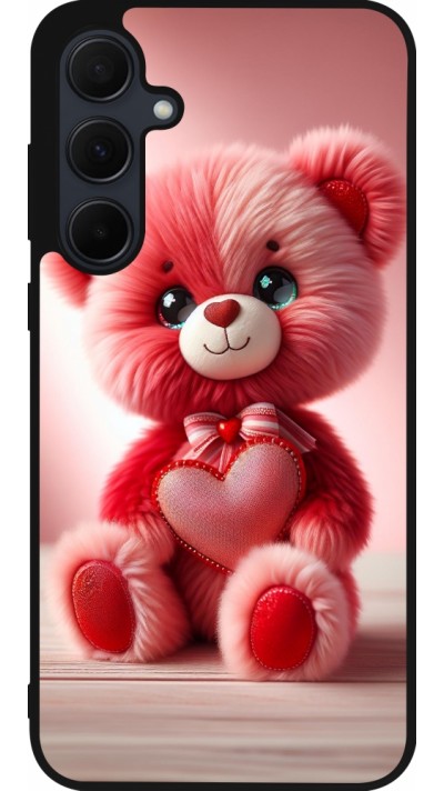 Samsung Galaxy A36 Case Hülle - Silikon schwarz Valentin 2024 Rosaroter Teddybär