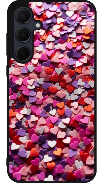 Samsung Galaxy A36 Case Hülle - Silikon schwarz Valentin 2025 Konfetti