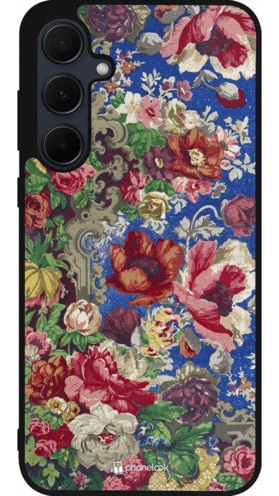 Samsung Galaxy A36 Case Hülle - Silikon schwarz Vintage Art Flowers
