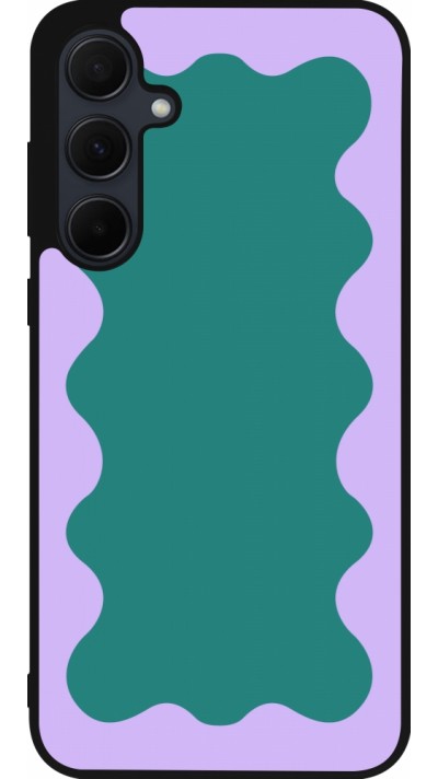 Samsung Galaxy A36 Case Hülle - Silikon schwarz Wavy Rectangle Green Purple