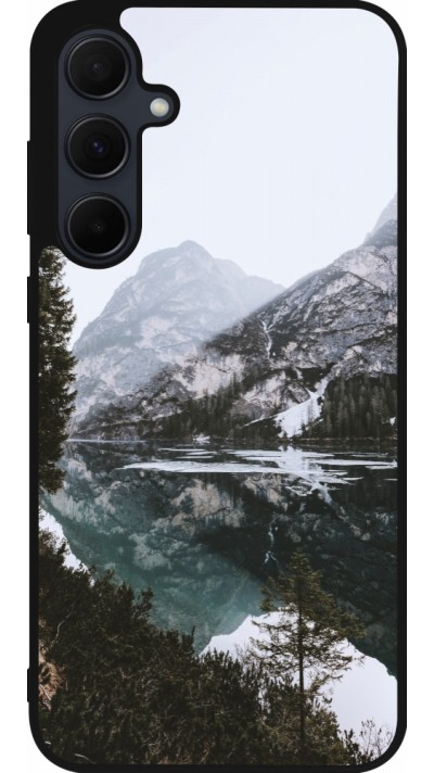 Samsung Galaxy A36 Case Hülle - Silikon schwarz Winter 22 snowy mountain and lake