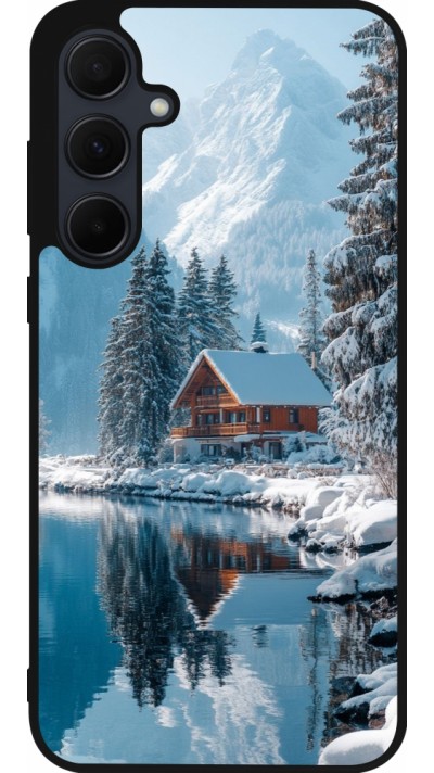 Samsung Galaxy A36 Case Hülle - Silikon schwarz Winter 25 Winter house forest day