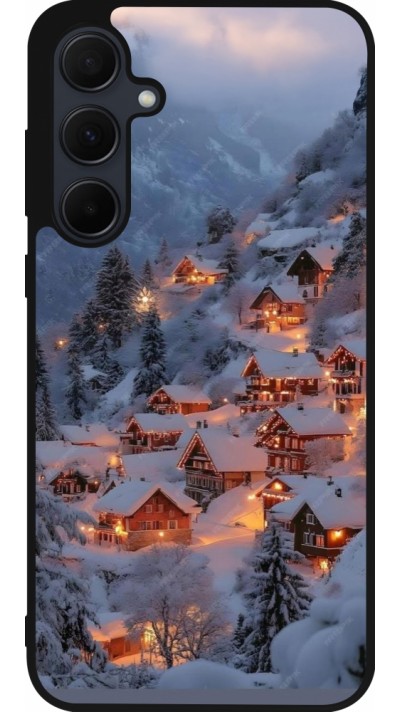 Samsung Galaxy A36 Case Hülle - Silikon schwarz Winter 25 Winter snowy village