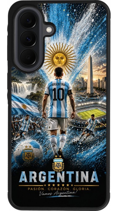 Coque Samsung Galaxy A37 - Silicone rigide noir Football Argentine splash 2026
