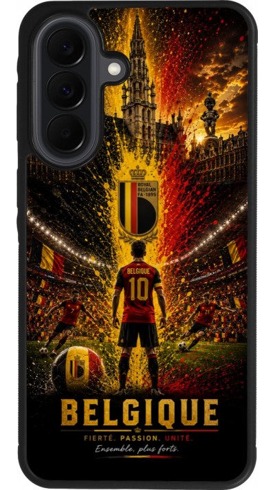Coque Samsung Galaxy A37 - Silicone rigide noir Football Belgique splash 2026