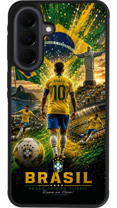 Coque Samsung Galaxy A37 - Silicone rigide noir Football Brésil splash 2026