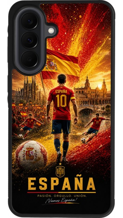 Coque Samsung Galaxy A37 - Silicone rigide noir Football Espagne splash 2026