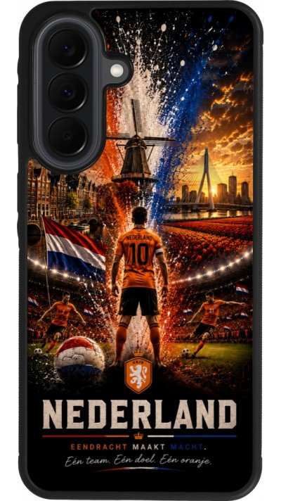 Coque Samsung Galaxy A37 - Silicone rigide noir Football Pays-Bas splash 2026