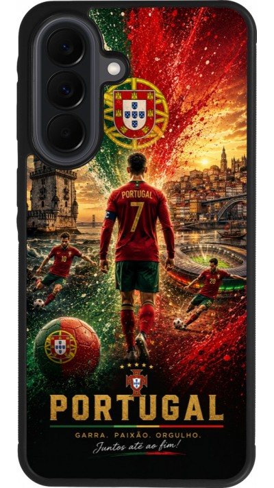 Coque Samsung Galaxy A37 - Silicone rigide noir Football Portugal splash 2026