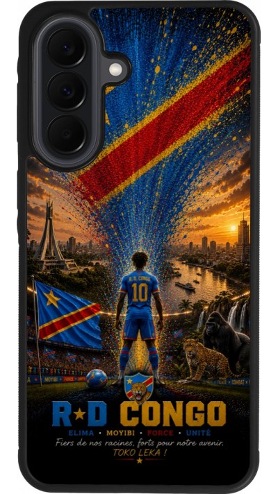 Coque Samsung Galaxy A37 - Silicone rigide noir Football République démocratique du Congo splash 2026