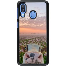 Samsung Galaxy A40 Case Hülle - Cow with tulips Spring 2026