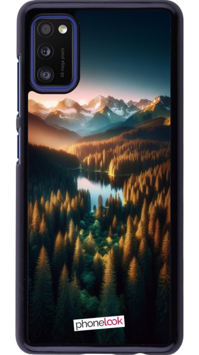 Samsung Galaxy A41 Case Hülle - Sonnenuntergang Waldsee