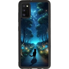 Samsung Galaxy A41 Case Hülle - Silikon schwarz Schwarze Katze Spaziergang