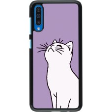 Samsung Galaxy A50 Case Hülle - Chat auf lila Hintergrund