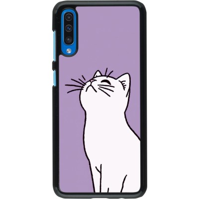 Samsung Galaxy A50 Case Hülle - Chat auf lila Hintergrund