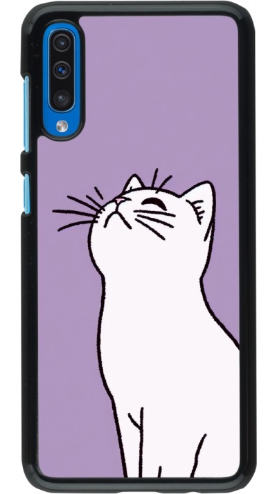 Samsung Galaxy A50 Case Hülle - Chat auf lila Hintergrund
