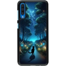Samsung Galaxy A50 Case Hülle - Schwarze Katze Spaziergang
