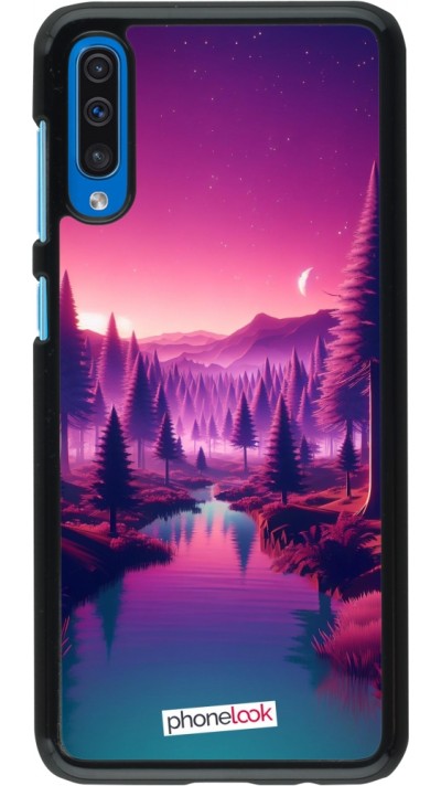 Samsung Galaxy A50 Case Hülle - Lila-rosa Landschaft