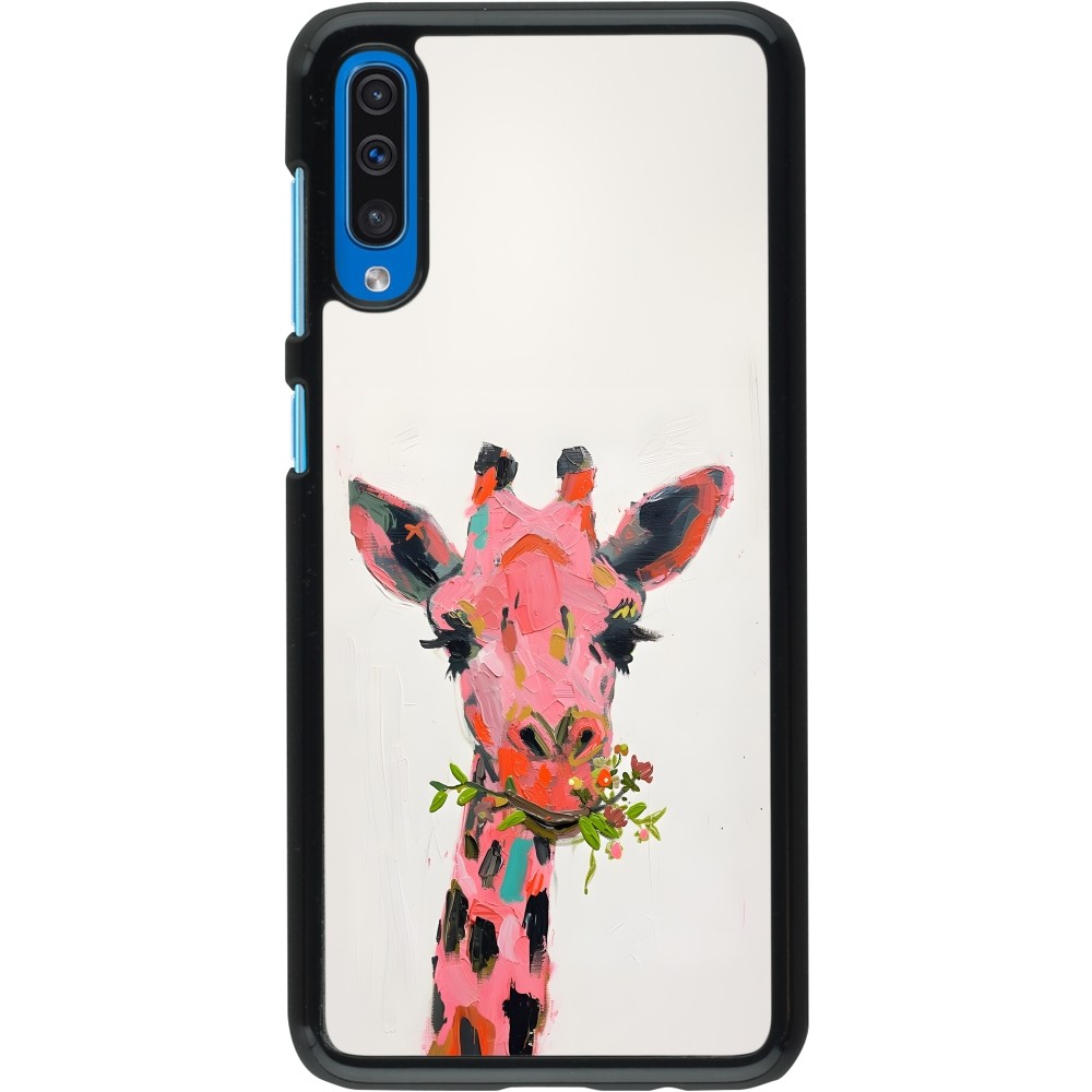 Samsung Galaxy A50 Case Hülle - Pink Girafe Paint