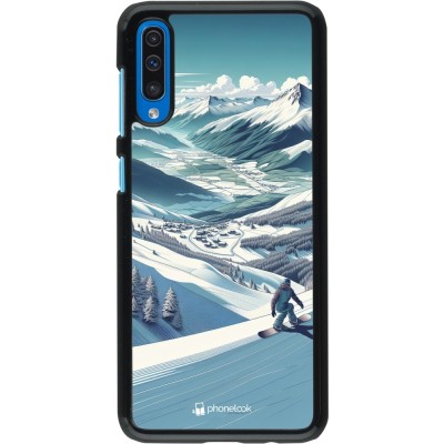 Samsung Galaxy A50 Case Hülle - Snowboarder Berg