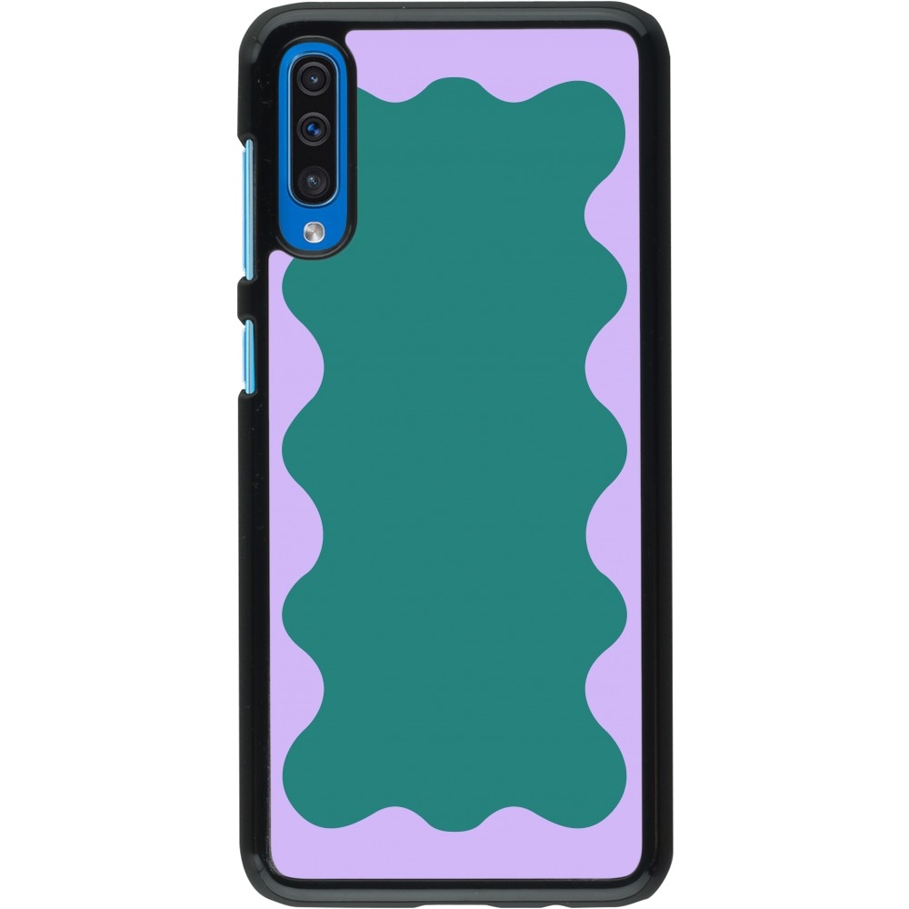 Samsung Galaxy A50 Case Hülle - Wavy Rectangle Green Purple