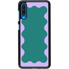 Samsung Galaxy A50 Case Hülle - Wavy Rectangle Green Purple