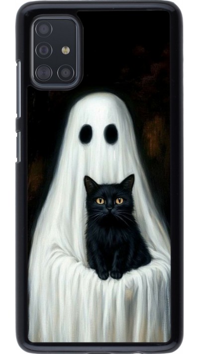 Samsung Galaxy A51 Case Hülle - Halloween 2025 Ghost with black cat