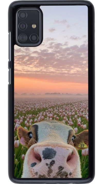 Samsung Galaxy A51 Case Hülle - Cow with tulips Spring 2026