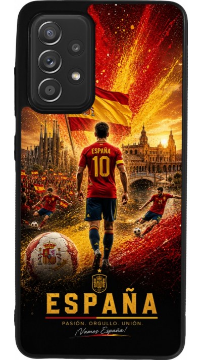 Coque Samsung Galaxy A52 - Silicone rigide noir Football Espagne splash 2026
