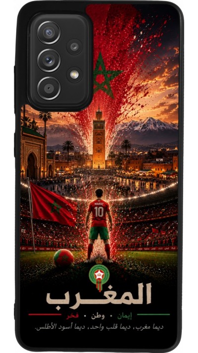 Coque Samsung Galaxy A52 - Silicone rigide noir Football Maroc splash 2026