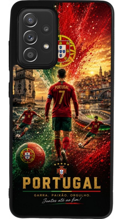 Coque Samsung Galaxy A52 - Silicone rigide noir Football Portugal splash 2026