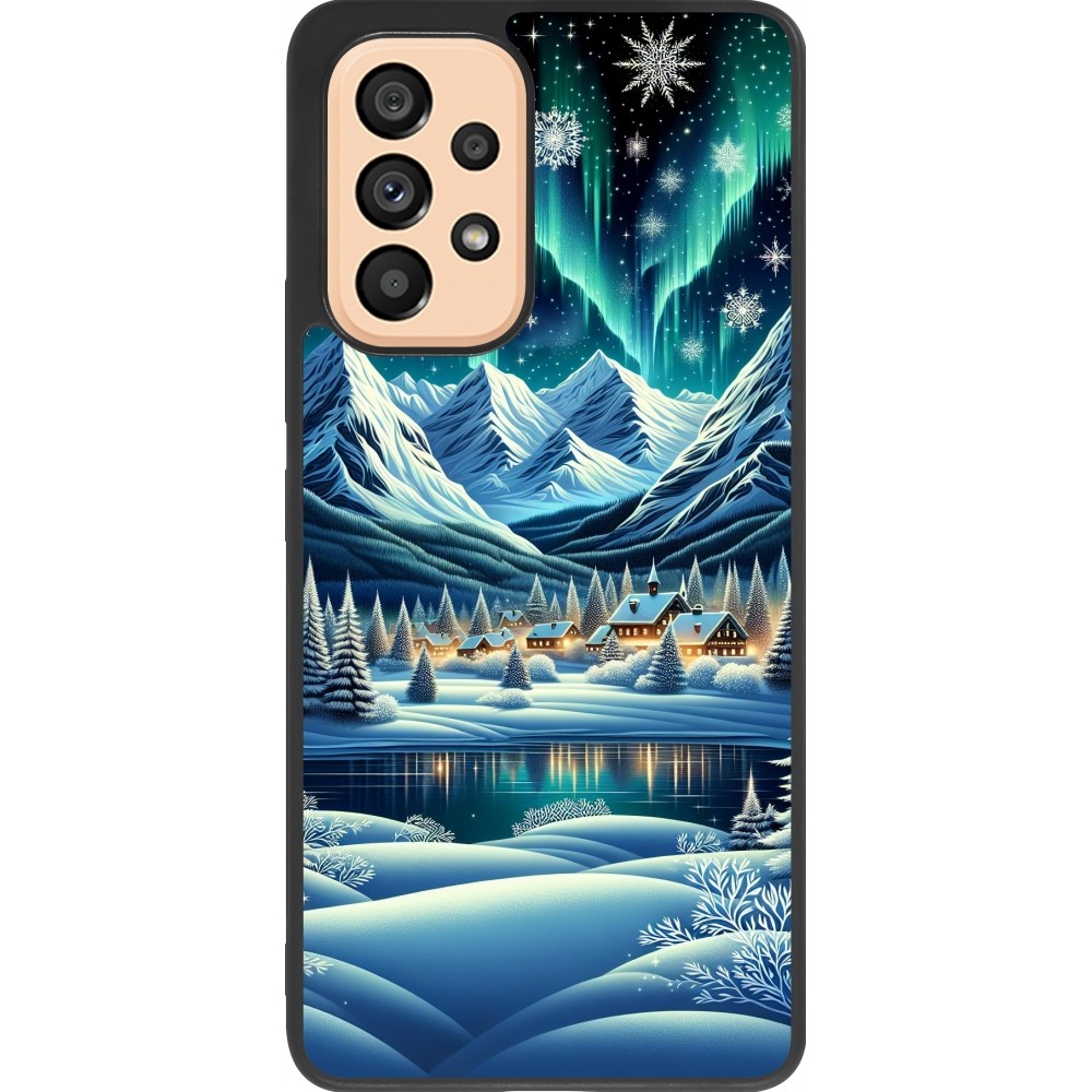Coque Samsung Galaxy A53 5G - Silicone rigide noir Snowy Mountain Village Lake night
