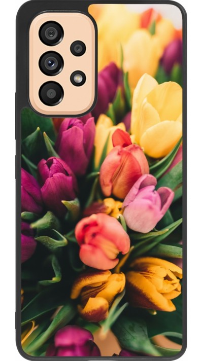 Coque Samsung Galaxy A53 5G - Silicone rigide noir Bouquet of tulips Spring 2026