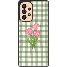 Coque Samsung Galaxy A53 5G - Silicone rigide noir Green vichy tulips Spring 2026