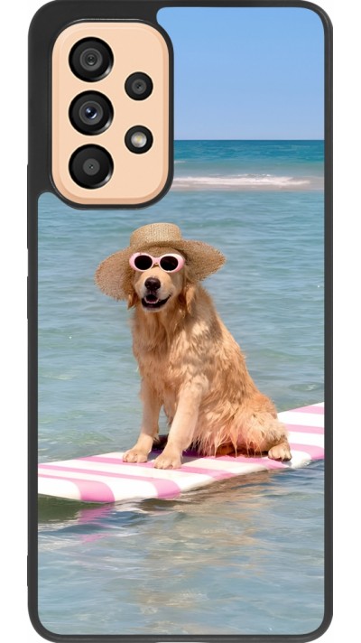 Coque Samsung Galaxy A53 5G - Silicone rigide noir Summer Dog on Paddle