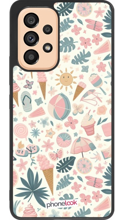 Coque Samsung Galaxy A53 5G - Silicone rigide noir Summer Pink Pattern