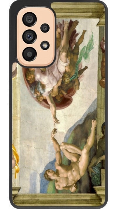 Coque Samsung Galaxy A53 5G - Silicone rigide noir Tableau art - La Création d’Adam - Michel-Ange
