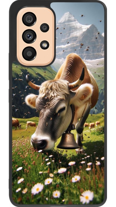 Coque Samsung Galaxy A53 5G - Silicone rigide noir Vache montagne Valais