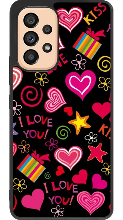 Coque Samsung Galaxy A53 5G - Silicone rigide noir Valentine 2023 love symbols