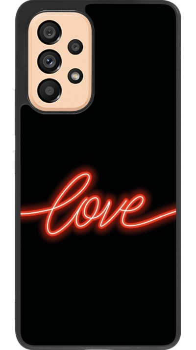 Coque Samsung Galaxy A53 5G - Silicone rigide noir Valentine 2023 neon love