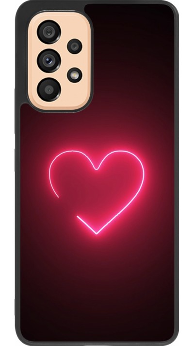 Coque Samsung Galaxy A53 5G - Silicone rigide noir Valentine 2023 single neon heart