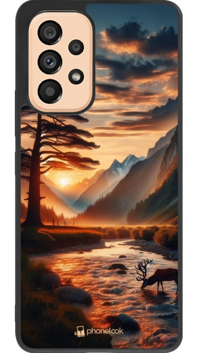 Coque Samsung Galaxy A53 5G - Silicone rigide noir Valley Sunset Deer Tree